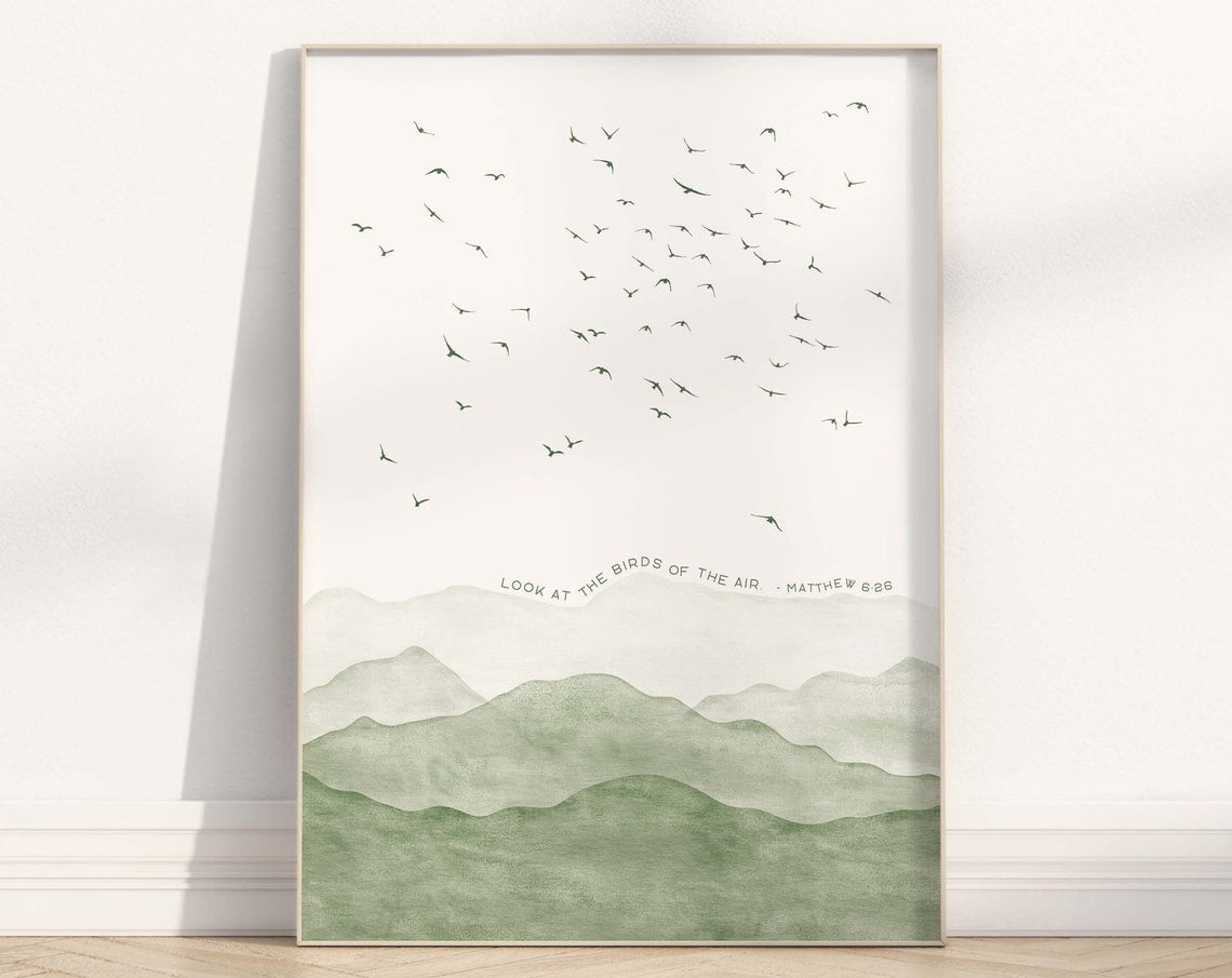 Matthew 6:26 Look At The Birds Of The Air Bible Verse Wall Art, Modern ...
