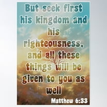 Matthew 6:33 Poster Wall Art, Modern Wall Decor For Living Room Bedroom, 24x36 UNFRAMED