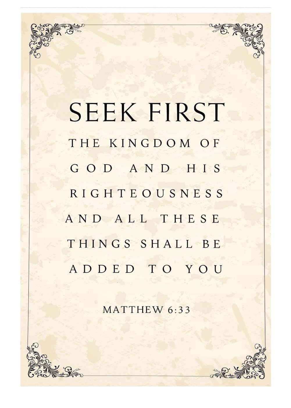 Matthew 6 33 Seek First The Kingdom Of God Bible Verse Wall Art ...