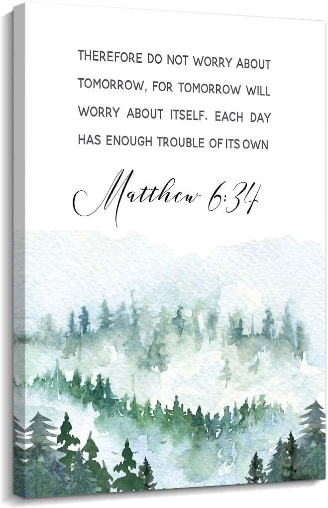 Matthew 6 34 Bible Scripture Wall Art Bible Verse Poster Kitchen Print ...