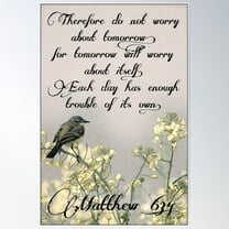 Matthew 6:34 Poster Wall Art, Modern Wall Decor For Living Room Bedroom, 8x12 UNFRAMED