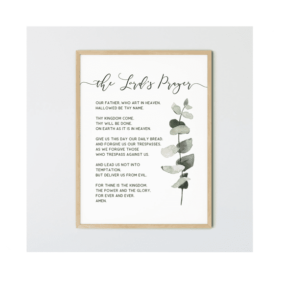Matthew 6:9-13 The Lords Prayer Scripture Wall Art Poster, UNFRAMED PAPER POSTER