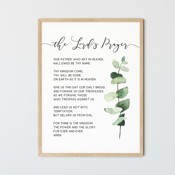Matthew 6:9-13 The Lords Prayer Scripture Wall Art Unframed Paper Print