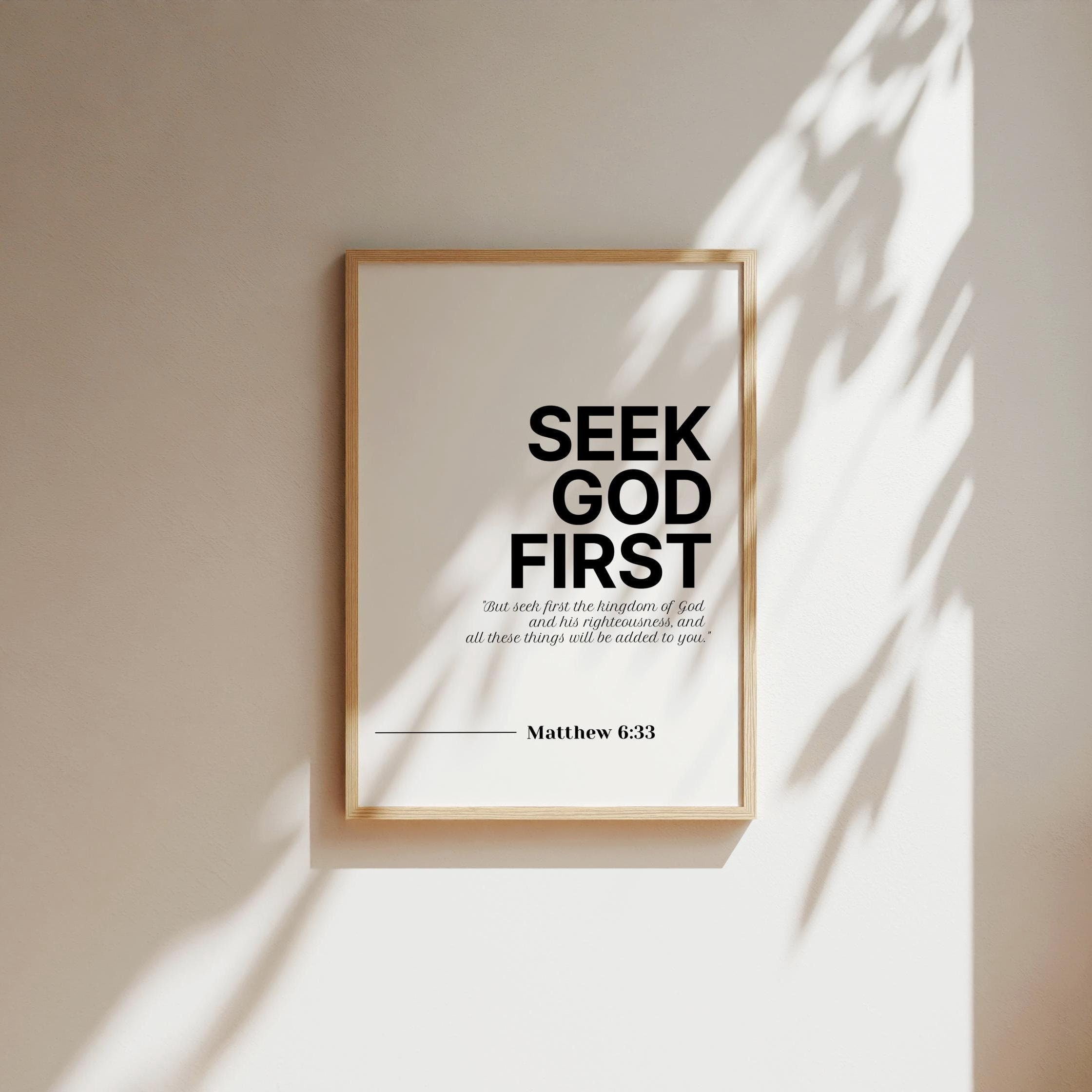 Matthew 633 Seek God First Bible Verse Wall Art Christian Home Decor ...