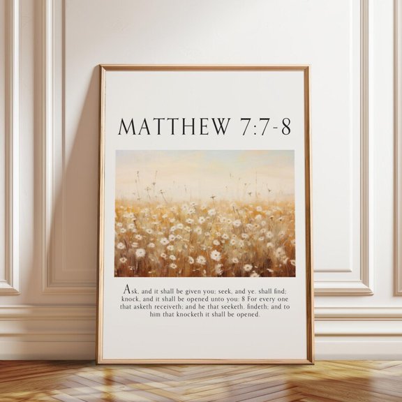 Matthew 7 7 8 Wall Art Print, Unframed Paper Poster 8x10in