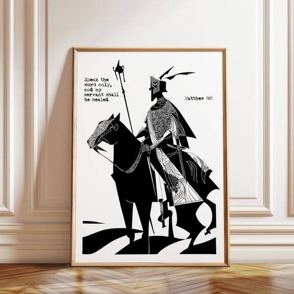 Matthew 8:8 Faith of the Centurion Scripture Artwork, Unframed Paper Poster 8x10in