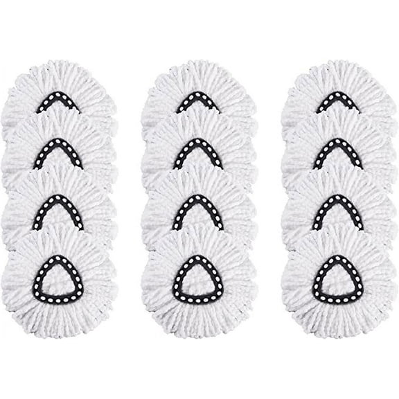 Matthew Cleaning 12Pack White Microfiber Spin Mop Replacement Head Compatible with Mop Replace Head-EasyWring Mop Refills,Excellent Absorbency,Machine Washable,100%Microfiber Spin Mop Refills