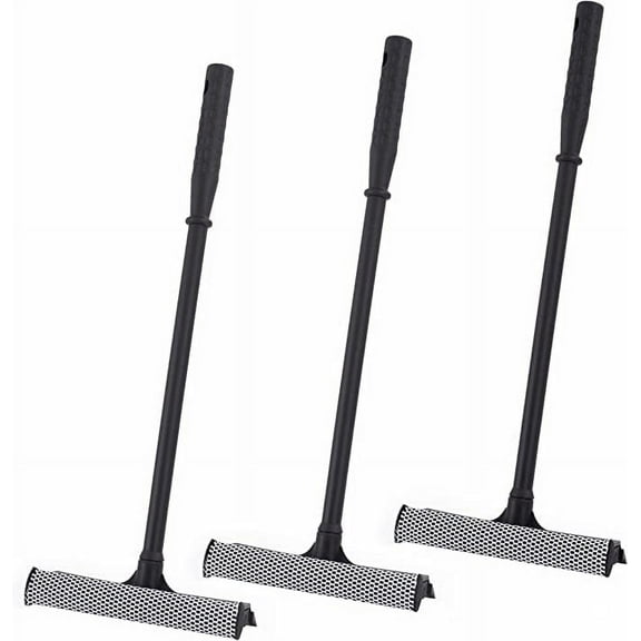 Matthew Cleaning All Purpose Window Squeegee Window Cleaner Tool,Car Squeegee Windshield Cleaning Sponge and Rubber Squeegee,2-in-1 Window Cleaner Sponge(10'') and Soft Rubber With Pole 20’’ (3Pack)