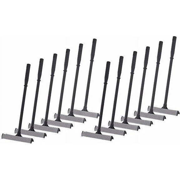 Matthew Cleaning All Purpose Window Squeegee Window Cleaner Tool,Car Squeegee Windshield Cleaning Sponge and Rubber Squeegee,2-in-1 Window Cleaner Sponge(10'') and Soft Rubber With Pole 20’’ (12Pack)