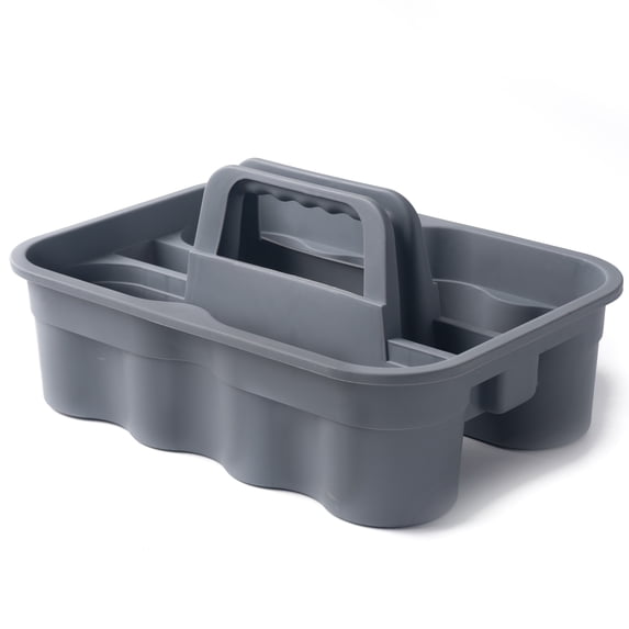 Matthew Large Plastic Tote Tool & Deluxe Supply Cleaning Caddy with Handle Portable Shower Basket Storage Caddy for Cleaning Products,Take-Out Drink,Bathrooms Incl.1Pcs Microfiber Cloth - Gray