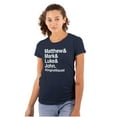 thumbnail image 1 of Matthew Mark Luke John Squad Womens Slim Fit Graphic Tee Brisco Brands M, 1 of 5
