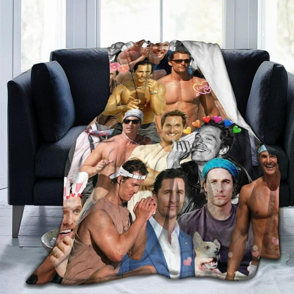 Matthew McConaughey Blanket Soft and Warm Lightweight Fluffy Throws Blankets Rug Carpet Gift for Beach Yoga Bedroom Living Room Decoration Sofa Camping Trip Dorm Decor All Season