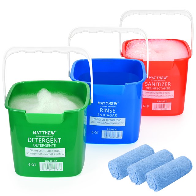Matthew Red&Green&Blue Detergent and Sanitizing Cleaning Bucket 6 Quart