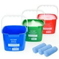 thumbnail image 1 of Matthew Red&Green&Blue Detergent and Sanitizing Cleaning Bucket 8 Quart Cleaning Pail,Set of 3 Square Containers,Built-In Spout w/Handle,Wash Rinse Sanitize Handwash Bucket,Incl.3Pcs Microfiber Cloths, 1 of 8