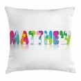 thumbnail image 1 of Matthew Throw Pillow Cushion Cover, Colorful Puzzle Alphabet Baby Name with Religious Importance Educational Pattern, Decorative Square Accent Pillow Case, 24 X 24 Inches, Multicolor, by Ambesonne, 1 of 1