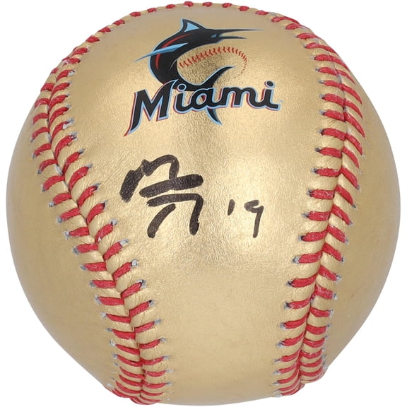 Matthew Tkachuk Florida Panthers Autographed Miami Marlins Gold Baseball - NHL Auctions Exclusive - Fanatics Authentic Certified