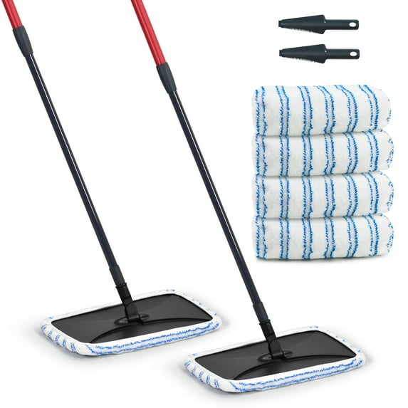 Matthew Two Microfiber Mop Combos Compatible with Ceda Hardwood Floor'N More Microfiber Mop,Washable 15x8 Inches,6Pcs Microfiber Wet Mop Refills for Wet&Dry Floor Cleaning,Incl.2 Cleaning Scrapers