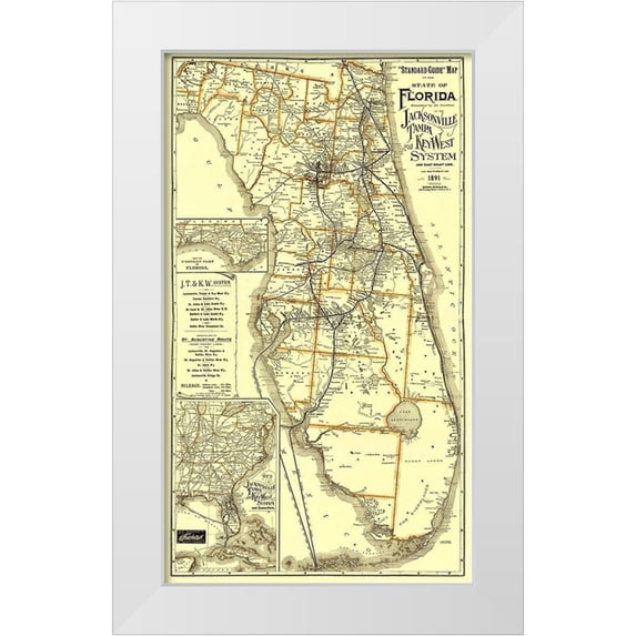 Matthews 16x24 White Modern Wood Framed Museum Art Print Titled - Jacksonville, Tampa, and Key West 1891