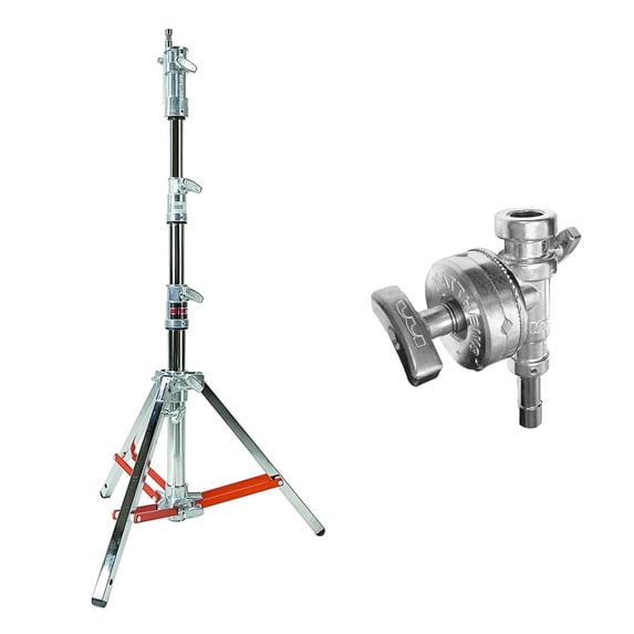 Matthews 6.4' Low Boy Double Riser Combo Stand, Bundle with 4-1/2" Grip Head, Chrome