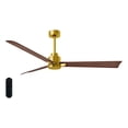 thumbnail image 1 of Matthews Fan Company AK-BRBR-WN-56 Alessandra 56” Brushed Brass Ceiling Fan with 3 Walnut Blades, Remote Control, Indoor/Outdoor Wet Rated, 1 of 6