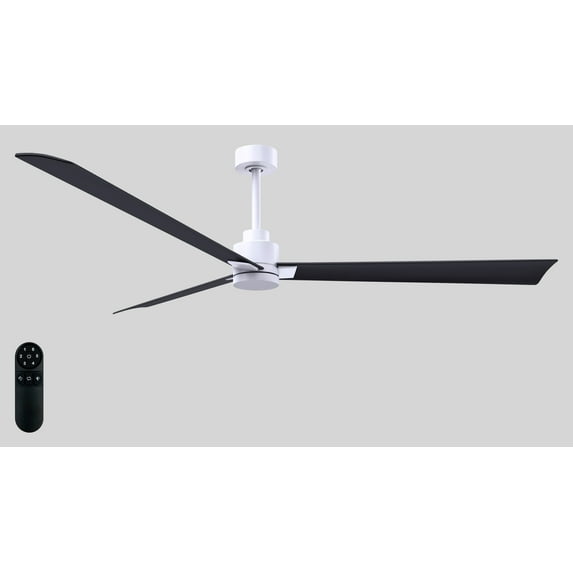 Matthews Fan Company AK-MWH-BK-72 Alessandra 72” Matte White Ceiling Fan with 3 Matte Black Blades, Remote Control, Indoor/Outdoor Wet Rated
