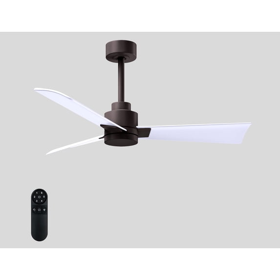 Matthews Fan Company AK-TB-MWH-42 Alessandra 42” Textured Bronze Ceiling Fan with 3 Matte White Blades, Remote Control, Indoor/Outdoor Wet Rated