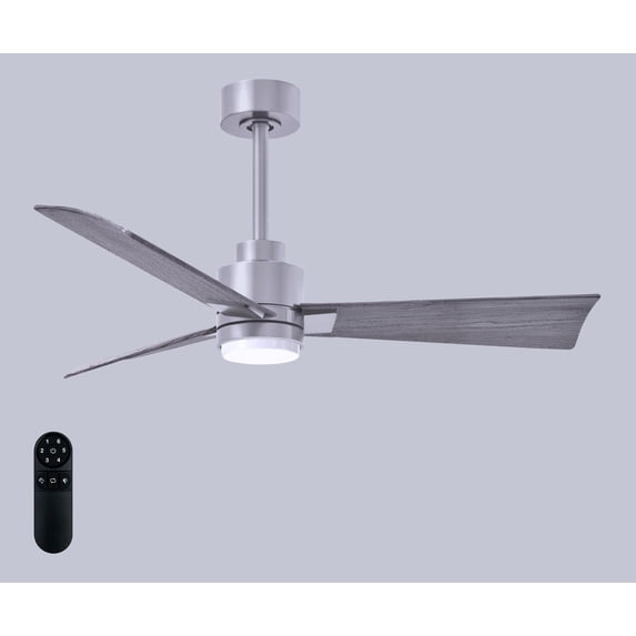 Matthews Fan Company AKLK-BN-BW-42 Alessandra 42” Brushed Nickel Ceiling Fan with 3 Barn Wood Blades, Integrated LED Light Kit, Remote Control, Indoor/Outdoor Wet Rated