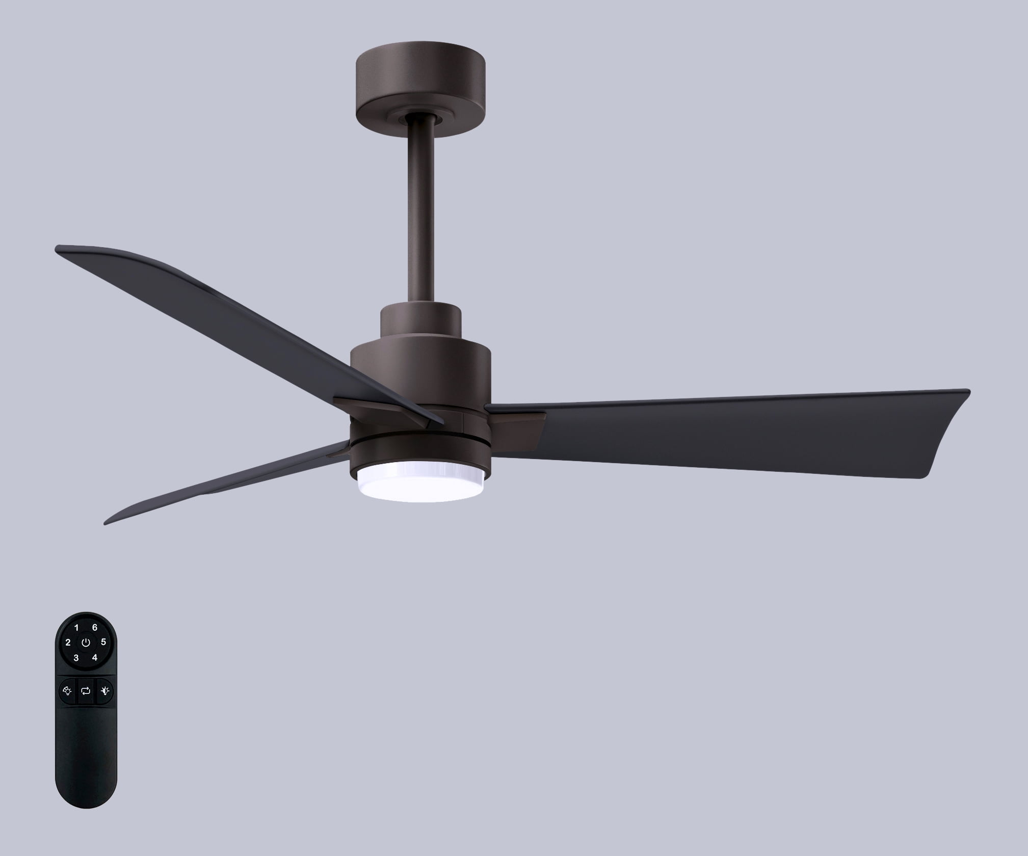 42" Textured Bronze Ceiling Fan with Matte Black Blades and LED Light