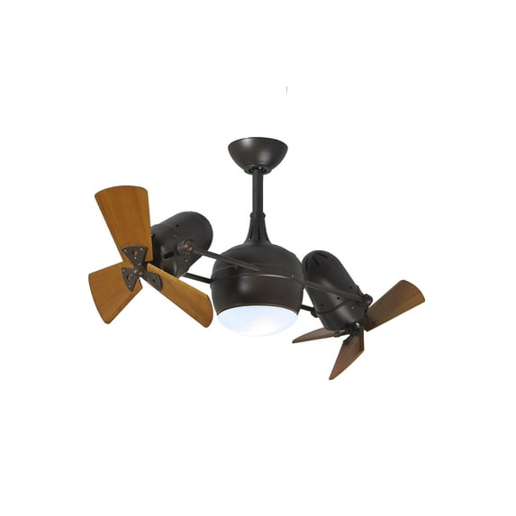 Matthews Fan Company DGLK-TB-WD - Dagny 39" Textured Bronze Ceiling Fan with light, 360° rotational double-headed with solid mahogany tone wood blades, indoor or covered patio rated