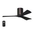 thumbnail image 1 of Matthews Fan Company IR3H-BB-BK-42 Irene 42" Brushed Bronze Hugger Ceiling Fan with 3 Matte Black Blades, Remote and Wall Control, Indoor/Outdoor Damp Rated, 1 of 6