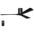 thumbnail image 1 of Matthews Fan Company IR3H-BB-BK-60 Irene 60" Brushed Bronze Hugger Ceiling Fan with 3 Matte Black Blades, Remote and Wall Control, Indoor/Outdoor Damp Rated, 1 of 6