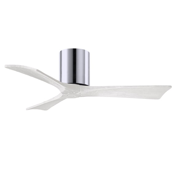 Matthews Fan Company IR3H-CR-MWH-42 Irene 42" Polished Chrome Hugger Ceiling Fan with 3 Matte White Blades, Remote and Wall Control, Indoor/Outdoor Damp Rated