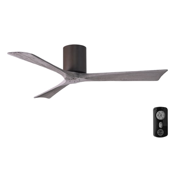 Matthews Fan Company IR3H-TB-BW-52 Irene 52" Textured Bronze Hugger Ceiling Fan with 3 Barn Wood Blades, Remote and Wall Control, Indoor/Outdoor Damp Rated