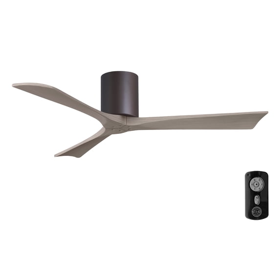 Matthews Fan Company IR3H-TB-GA-52 Irene 52" Textured Bronze Hugger Ceiling Fan with 3 Gray Ash Blades, Remote and Wall Control, Indoor/Outdoor Damp Rated