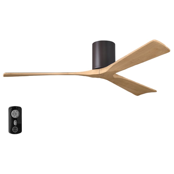 Matthews Fan Company IR3H-TB-LM-60 Irene 60" Textured Bronze Hugger Ceiling Fan with 3 Light Maple Blades, Remote and Wall Control, Indoor/Outdoor Damp Rated