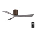 thumbnail image 1 of Matthews Fan Company IR3H-WN-BW-52 Irene 52" Walnut Hugger Ceiling Fan with 3 Barn Wood Blades, Remote and Wall Control, Indoor/Outdoor Damp Rated, 1 of 6