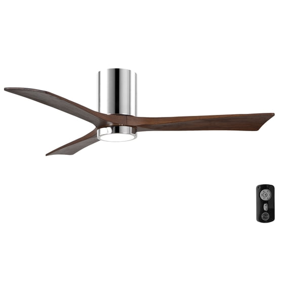 Atlas Irene 52" Polished Chrome Ceiling Fan with Walnut Tone Blades