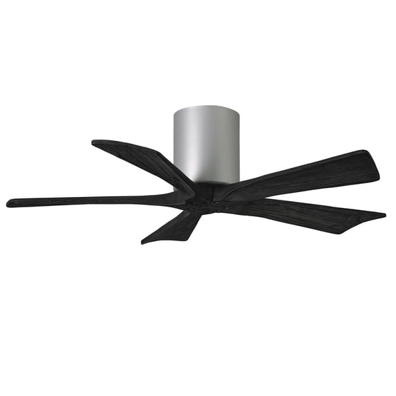 Matthews Fan Company IR5H-BN-BK-42 - Irene-5H five-blade flush mount paddle fan in Brushed Nickel finish with 42” solid matte black wood blades. 
