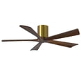 thumbnail image 1 of Matthews Fan Company IR5H-BRBR-WA-52 - Irene five-blade flush mount paddle fan in Brushed Brass finish with 52” solid walnut tone blades.&nbsp;, 1 of 7