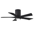 thumbnail image 1 of Matthews Fan Company IR5HLK-BK-BK-42 - Irene five-blade flush mount paddle fan in Matte Black finish with 42” solid matte black wood blades and integrated LED light kit., 1 of 7