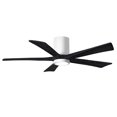 thumbnail image 1 of Matthews Fan Company IR5HLK-WH-BK-52 - Irene five-blade flush mount paddle fan in Gloss White finish with 52” solid matte black wood blades and integrated LED light kit., 1 of 7