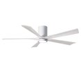 thumbnail image 1 of Matthews Fan Company IR5HLK-WH-MWH-60 - Irene five-blade flush mount paddle fan in Gloss White finish with 60” solid matte white wood blades and integrated LED light kit., 1 of 7