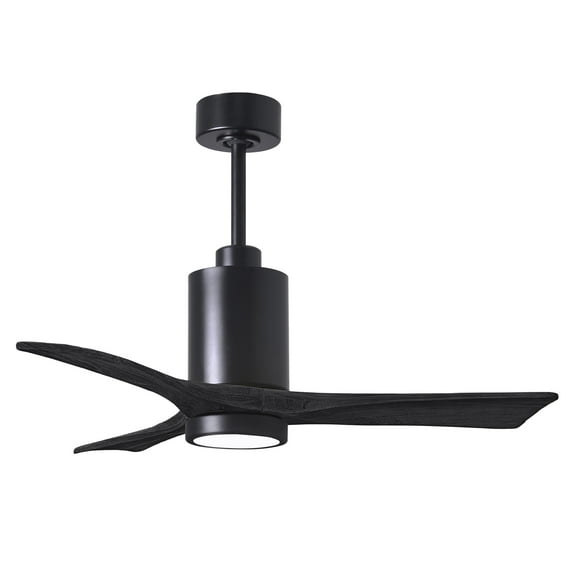 Matthews Fan Company PA3-BK-BK-42 - Patricia 42" 3 Blade Indoor Led Ceiling Fan - Black
