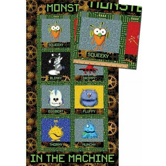 Matthews Mini Monsters Panel 23x44 inch Cotton Fabric by Benartex
