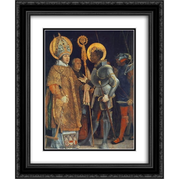 Matthias Grunewald 2x Matted 20x24 Black Ornate Framed Art Print 'Meeting of St. Erasmus and St. Maurice'