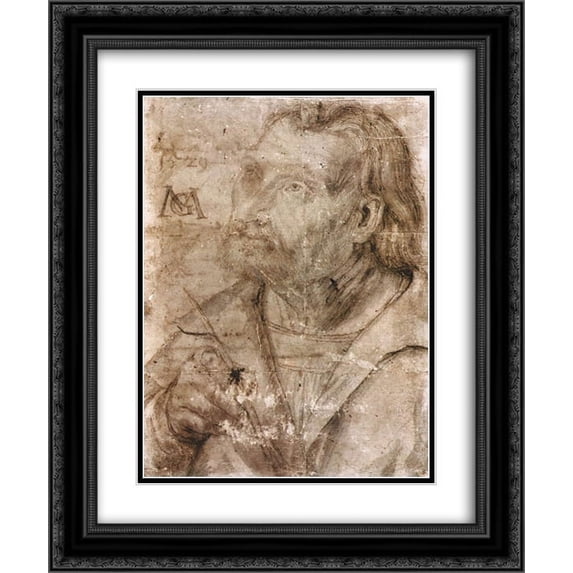 Matthias Grunewald 2x Matted 20x24 Black Ornate Framed Art Print 'Self'Portrait'