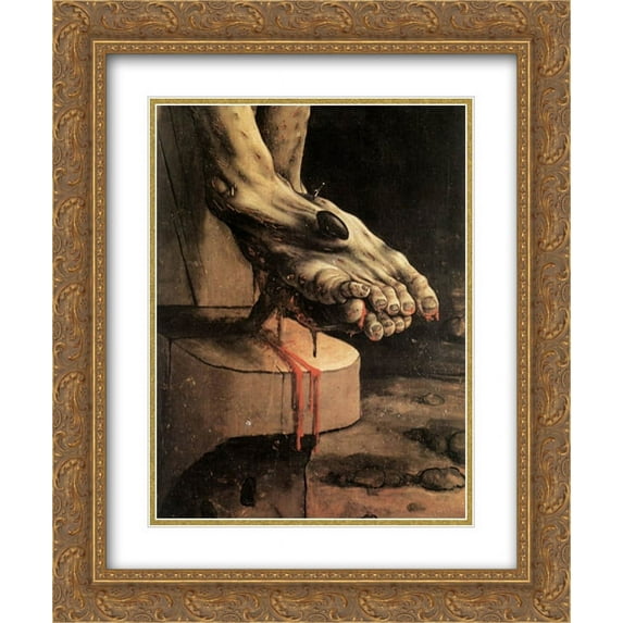 Matthias Grunewald 2x Matted 20x24 Gold Ornate Framed Art Print 'Crucifixion Altarpiece (detail)'