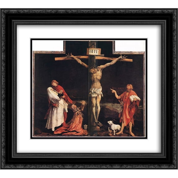 Matthias Grunewald 2x Matted 22x20 Black Ornate Framed Art Print 'The Crucifixion'