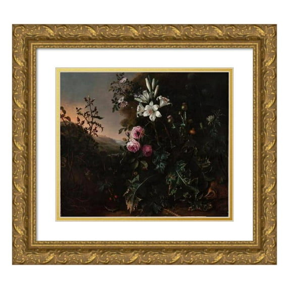 Matthias Withoos 23x20 Gold Ornate Framed and Double Matted Museum Art Print Titled - Still Life (1670)