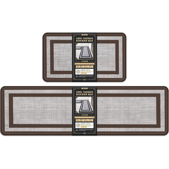 Mattitude Kitchen Mat [2 PCS] Cushioned Anti-Fatigue Non-Skid Waterproof Rugs Ergonomic Comfort Standing Mat for Kitchen, Floor, Office, Sink, Laundry, Black and Gray